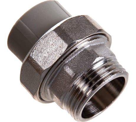 Муфта комбинированная разъемная с наружной резьбой VALFEX PP-R серая, 25 мм х1" 10156225Г 127-0346