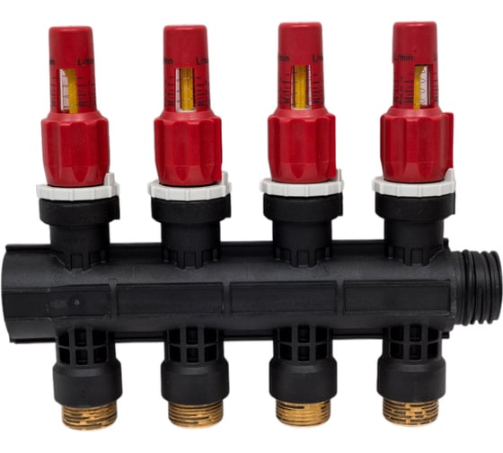 Коллектор с расходомерами Uponor Vario Plus пластиковый, выходы 4х3/4, евроконус 1030584