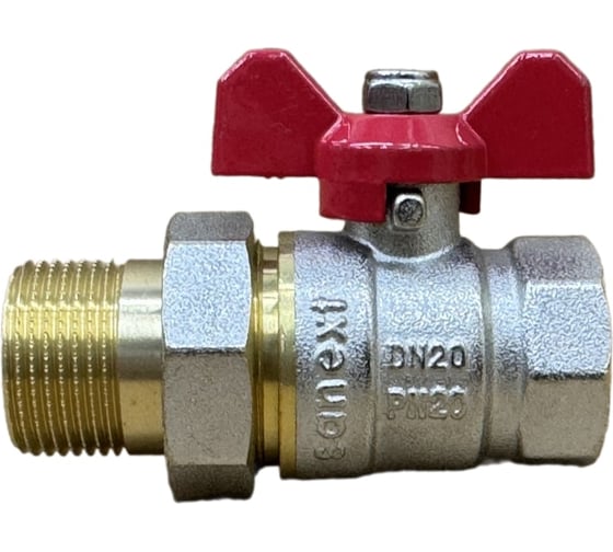 Шаровой кран ГОСТ SANEXT Ду 20, НР-ВР 3/4", со сгоном, американка, бабочка 8772