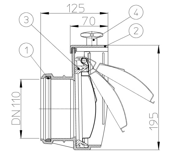 Канализационный затвор HL DN110 HL 710.0