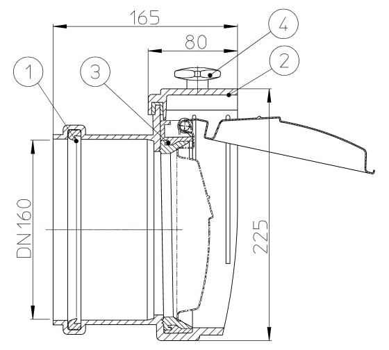 Канализационный затвор HL DN160 HL 715.0