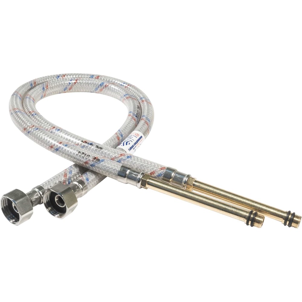 ГибкаяподводкадлясмесителейЦС,штуцер106/100мм,1/2”хM10L-80см,пакет,уп.параГП002274