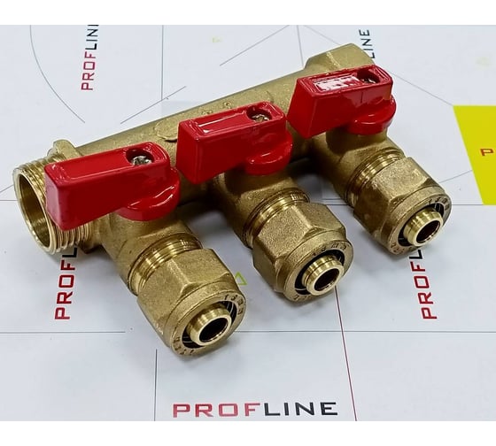 Коллектор для м/п труб 3/4x3/4x16x3 вых с кранами PROFLINE УТ-00036225