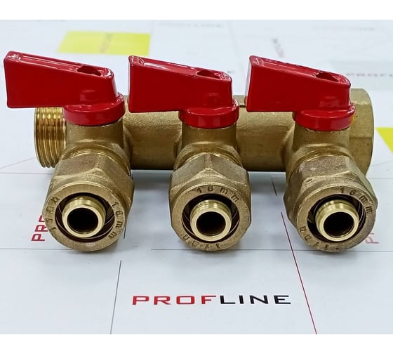 Коллектор для м/п труб 3/4x3/4x16x3 вых с кранами PROFLINE УТ-00036225