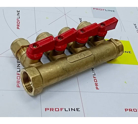 Коллектор для м/п труб 3/4x3/4x16x4 вых с кранами PROFLINE УТ-00036226