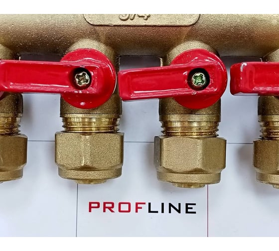 Коллектор для м/п труб 3/4x3/4x16x4 вых с кранами PROFLINE УТ-00036226