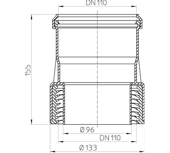 Переход HL c ПП на чугун (сталь) DN100 HL 9/1