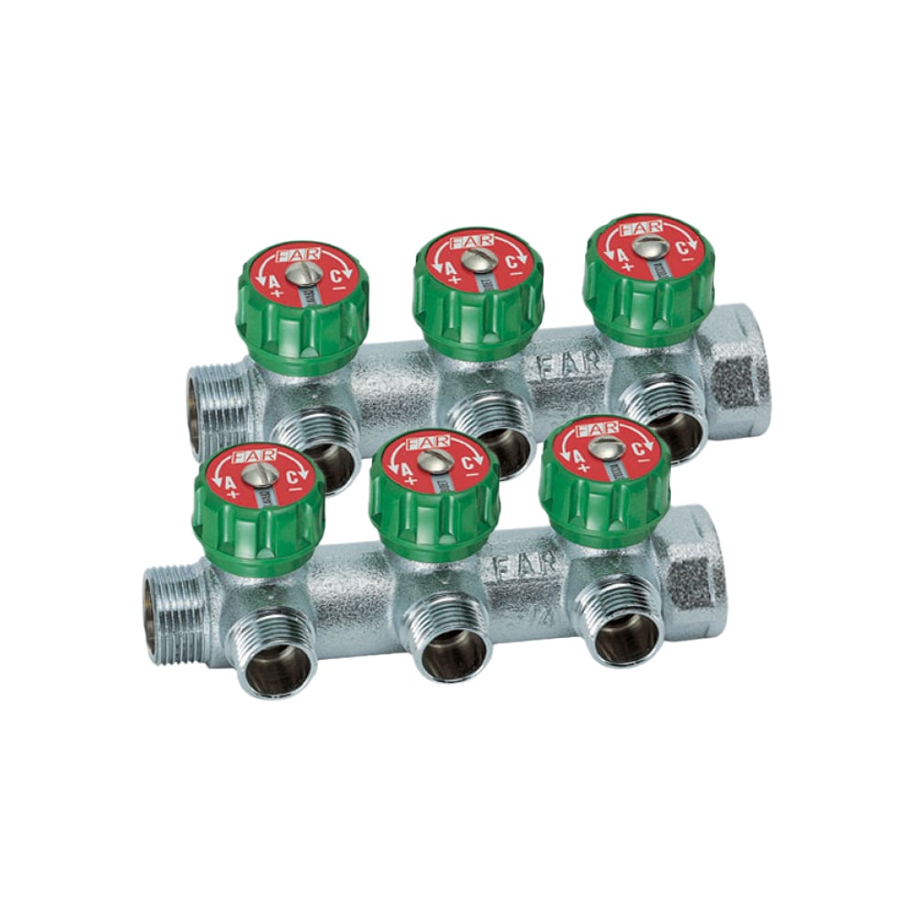 Регулирующий коллектор FAR 3/4 ВР-НР, с 3 отверстиями 1/2 НР FK 3822 ...