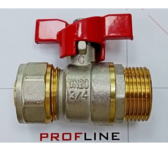 Кран шаровой для м/п труб PROFLINE цанга-штуцер 20x3/4 УТ-00036232