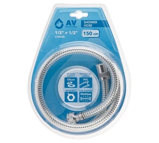 Шланг душевой AV Engineering PVC, 1/2 г-г 150 см, хром AVSSS-117