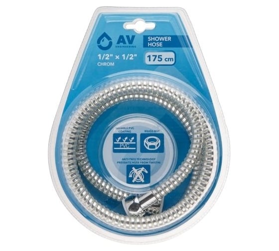 Шланг душевой AV Engineering, PVC, 1/2 г-г, 175 см, хром, AVSSS-111 1