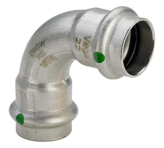 Отвод Viega ВВ 90 Sanpress Inox, с SC-Contur, нержавеющая сталь, 22 мм 435653 1