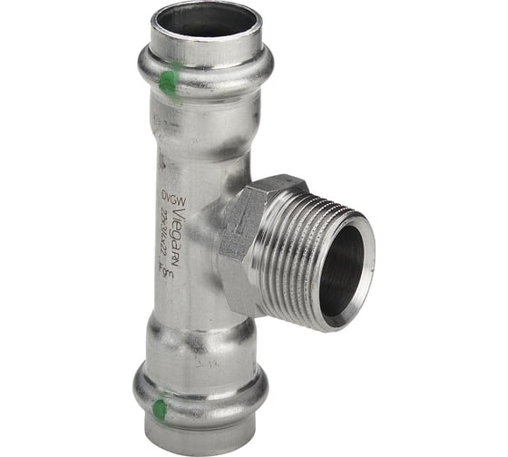 Тройник Viega Sanpress Inox с SC-Contur, 28x3/4"x28 мм, нержав.сталь 445997