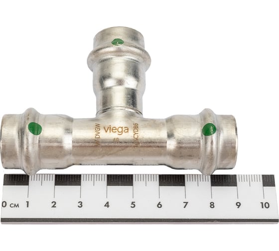 Тройник Viega Sanpress Inox с SC-Contur, нержав.сталь, 18 мм 435868