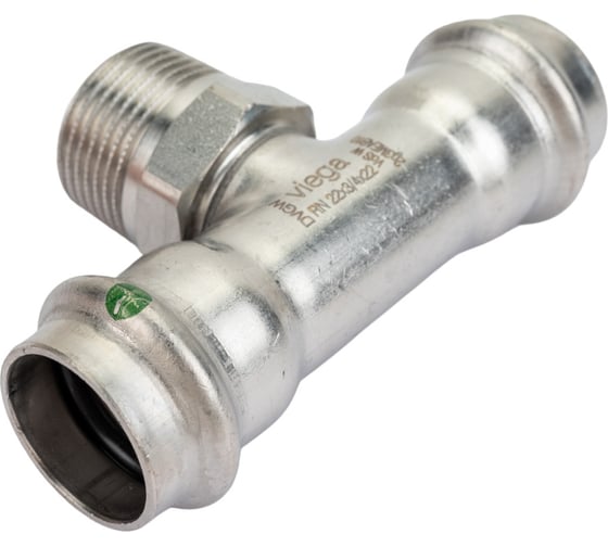 Тройник Viega Sanpress Inox с SC-Contur, 22x3/4"x22 мм, нержав.сталь 445980