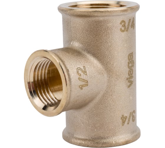 Тройник Viega ВВВ, 3/4", 1/2", 3/4", бронза RX, переходной 264468