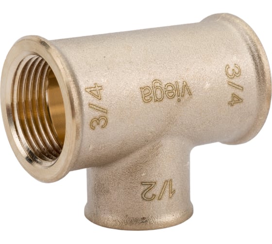 Тройник Viega ВВВ, 3/4", 1/2", 3/4", бронза RX, переходной 264468
