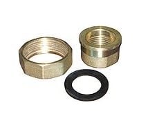 Гайка сантехническая Hoobs с ответной частью (гайка с буртом) 1 1/2" с прокладкой, латунь HB-104629F