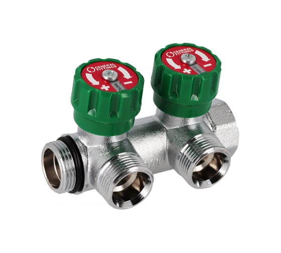 Коллектор Hoobs латунный хром 3/4" x 3/4" (евроконус) - 2 вых. 03101H 1