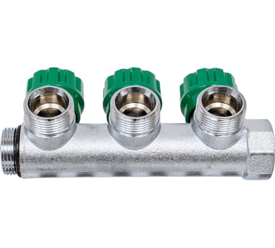 Коллектор Hoobs латунный хром 3/4" x 3/4" (евроконус) - 3 вых. 03102H