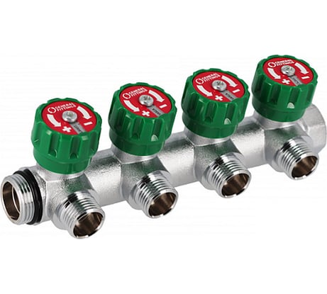 Коллектор Hoobs латунный хром 3/4" x 3/4" (евроконус) - 4 вых. 03103H