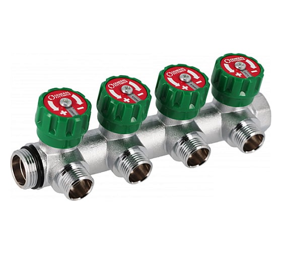 Коллектор Hoobs латунный хром 3/4" x 3/4" (евроконус) - 4 вых. 03103H