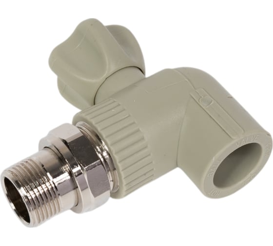 Кран шаровой для радиаторов TEBO PPR, 25x3/4 НР, угловой, серый 031060214