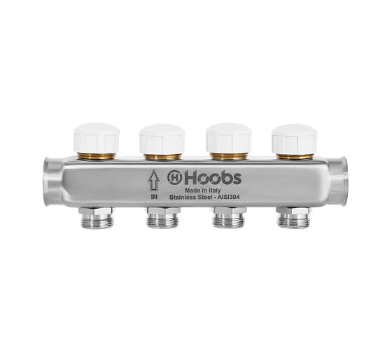Коллектор Hoobs нержавеющая сталь, термостатическими клапанами, 1"х3/4"-4 выхода HB-INCTO-711504 1