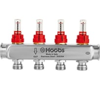 Коллектор Hoobs нержавеющая сталь, с расходомерами, 1"х3/4"-3 выхода HB-INCRO-804503
