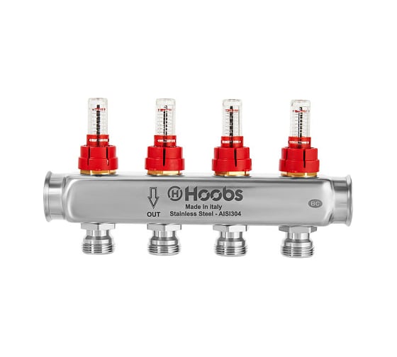 Коллектор Hoobs нержавеющая сталь, с расходомерами, 1"х3/4"-9 выходов HB-INCRO-804509 1