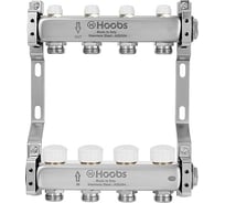 Комплект коллекторов Hoobs нержавеющая сталь, с термостат. клапанами, с отсечными + кронштейны, 1"х3/4"- 4 выхода HB-INCTK-805504