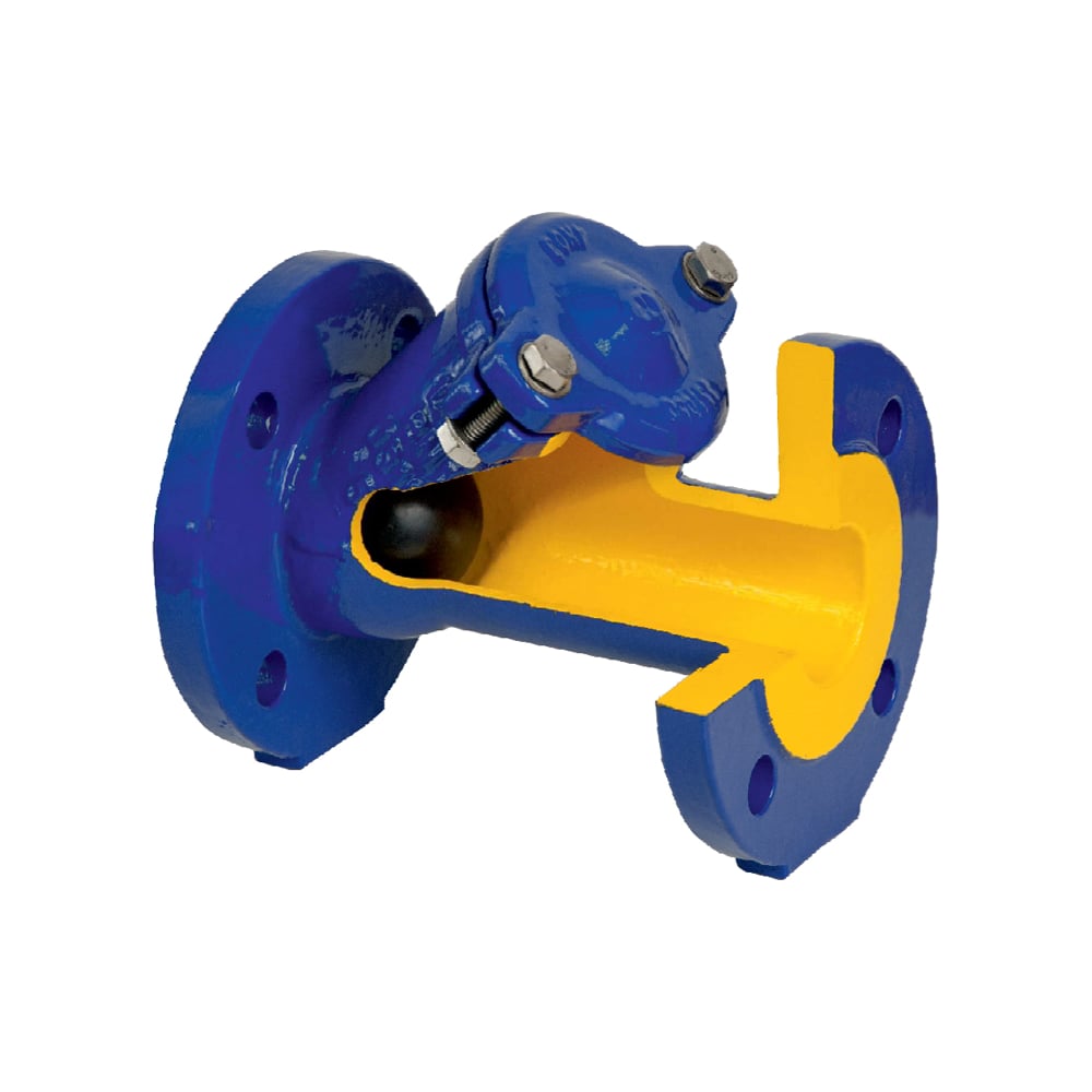 Клапан шаровой Zetkama обратный, чугун, Ду150 Ру16, фланцевый, шар ...