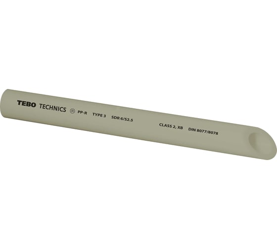 Труба TEBO PPR 25x4,2мм SDR6 4м серый 031010203 1