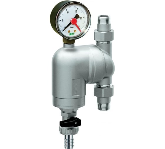 Фильтр FAR 100 мкм, с манометром, Max: 95 C, 25 бар. Поворотное соединение 1/2" НР (+ EPDM прокладка FD 8722 12 — 2 шт.) FA 39A4 1210087 1