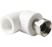 Угольник PRO AQUA PP-R с накидной гайкой, белый ШК 25-1 PA29215b