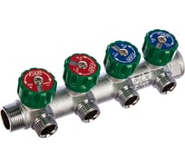 Регулирующий коллектор FAR 3/4" (ВР-НР) с 4 отв. 1/2" НР (заглушка для коллектора FK 4150 34 в комплекте) FK 3824 341241