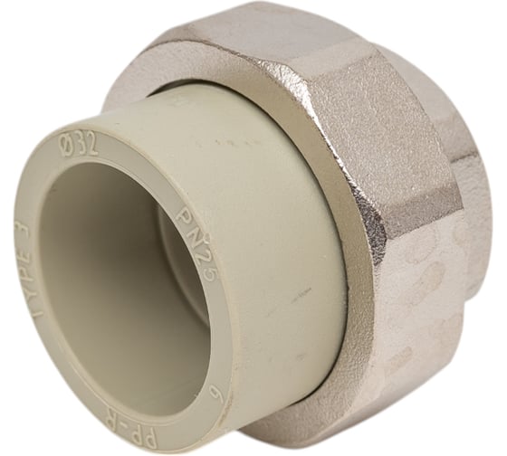 Муфта комбинированная разъемная TEBO PPR, O-ring, 32x1 ВР, серый 016022008