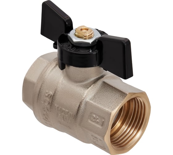 Кран шаровой латунный Hoobs ВР/ВР 1/2'' бабочка чёрная, 24шт/уп. 15132H
