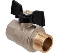 Кран шаровой латунный Hoobs НР/ВР 3/4'' бабочка чёрная,  14шт/уп. 15143H