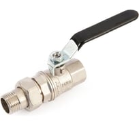 Кран шаровой латунный с американкой Hoobs НР/ВР 1/2'' рычаг алюм. чёрный, 12 шт/уп. 15122H