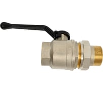 Кран шаровой латунный с американкой Hoobs НР/ВР 1'1/2'' рычаг алюм. чёрный, 1 шт/уп. 15126H