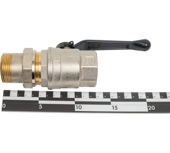 Кран шаровой латунный с американкой Hoobs НР/ВР 1'1/4'' рычаг алюм. чёрный, 2 шт/уп. 15125H