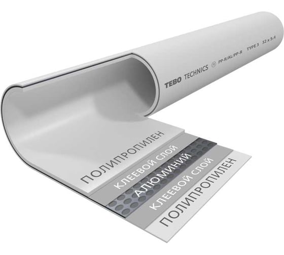 Труба TEBO PPR 32х5,4мм SDR6 армированная алюминием (2м) 030010704-02