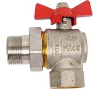 Кран шаровой EUROS Grand угловой, с американкой, ручка-бабочка, 1" ВР-НР EU.ST1288050 1