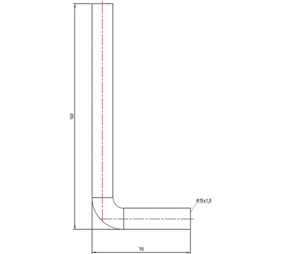 Отвод 90° из нержавеющей стали (15 мм; 70х160 мм) VALTEC VTi.960.I.150760