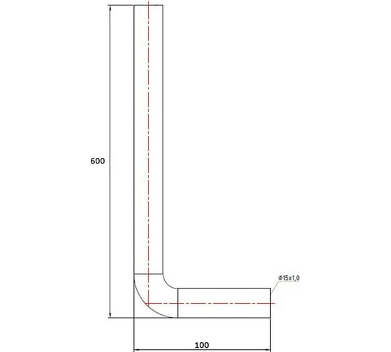 Отвод 90° из нержавеющей стали (15 мм; 100х600 мм) VALTEC VTi.960.I.151060