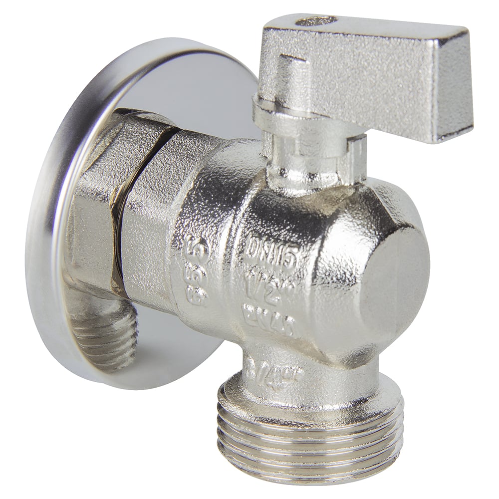 Кран шаровой для стиральной машины угловой TEBO НАР/НАР 1/2"х3/4" с ...