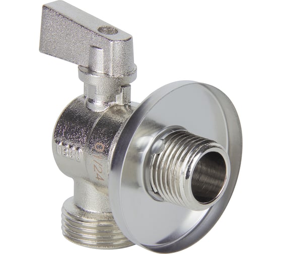 Кран шаровой для стиральной машины угловой TEBO НАР/НАР 1/2"х3/4" с отражателем T-КШ.С.555.1234.ХР.CN