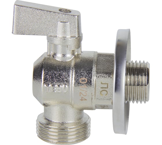 Кран шаровой для стиральной машины угловой TEBO НАР/НАР 1/2"х3/4" с отражателем T-КШ.С.555.1234.ХР.CN