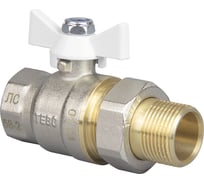 Кран шаровой полный проход c накидной гайкой TEBO ВН/НАР 1/2" белая бабочка T-КШ.402.12.ББ.CN